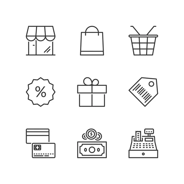 Iconos de línea. Tienda. Símbolos planos — Vector de stock