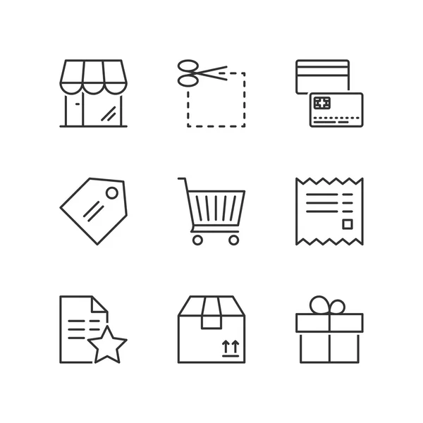 Iconos de línea. Compras. Símbolos planos — Vector de stock