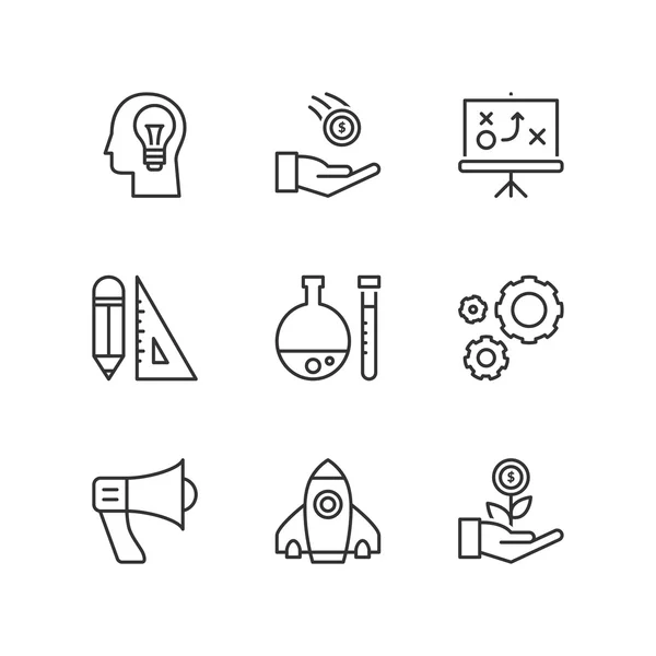 Iconos de línea. Proceso de negocios. Símbolos planos — Vector de stock