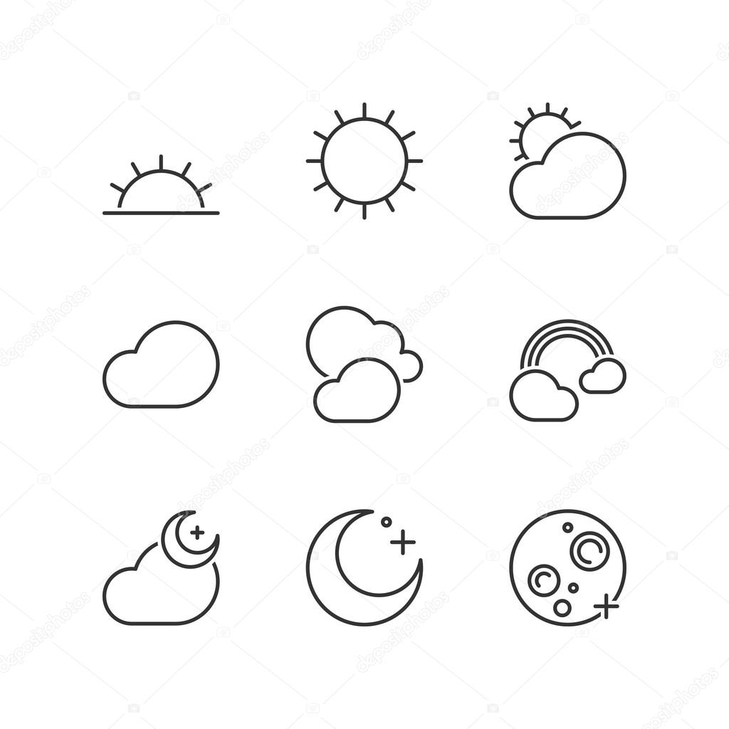 Line icons. Good weather. Flat symbols