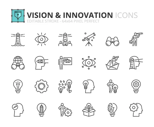 Очертания Иконок Видения Инноваций Бизнес Концепции Содержит Такие Иконы Бизнесмен — стоковый вектор