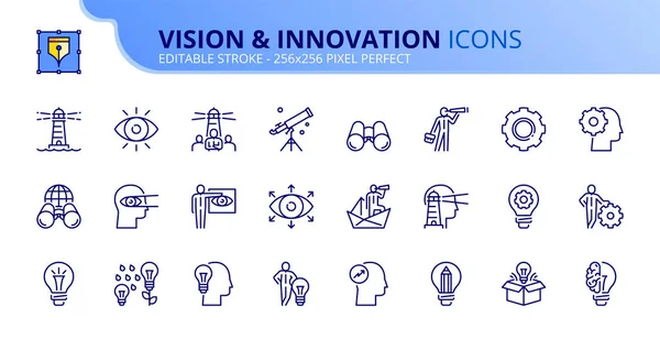 Esbozar Iconos Sobre Visión Innovación Conceptos Negocio Contiene Iconos Como — Archivo Imágenes Vectoriales