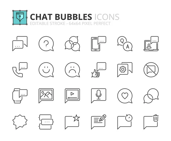 Schets Pictogrammen Chat Bubbels Communicatie Concepten Bevat Pictogrammen Als Instant — Stockvector