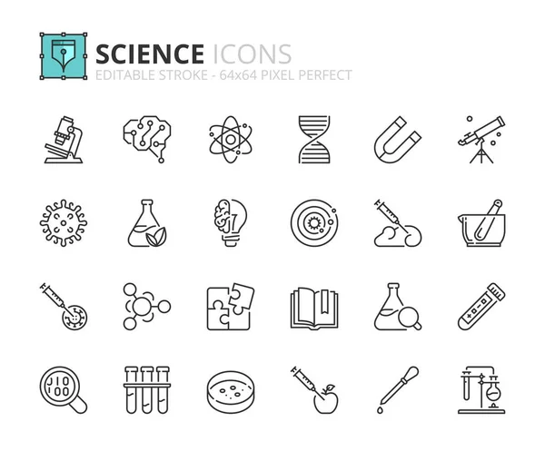 Décrivez Les Icônes Science Contient Des Icônes Telles Que Laboratoire — Image vectorielle