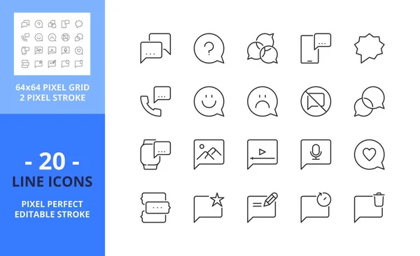 Iconos Línea Sobre Burbujas Chat Conceptos Comunicación Contiene Iconos Como — Archivo Imágenes Vectoriales