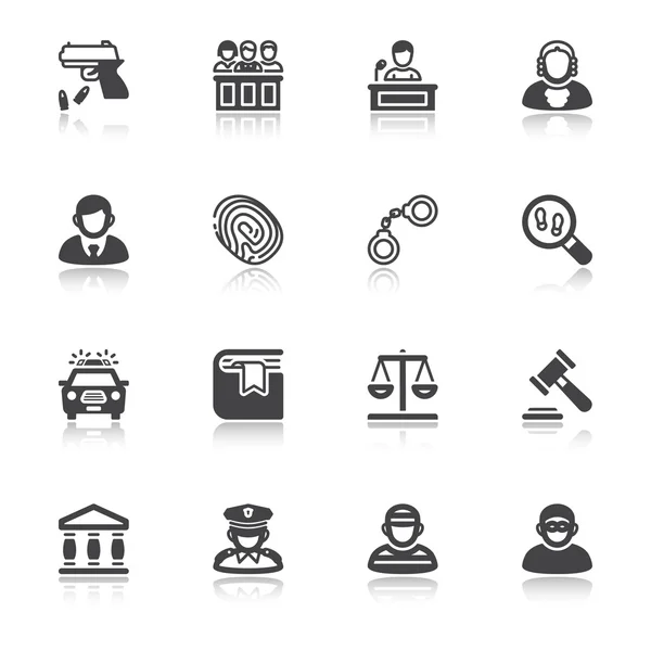 Law flat icons with reflection — Stock Vector