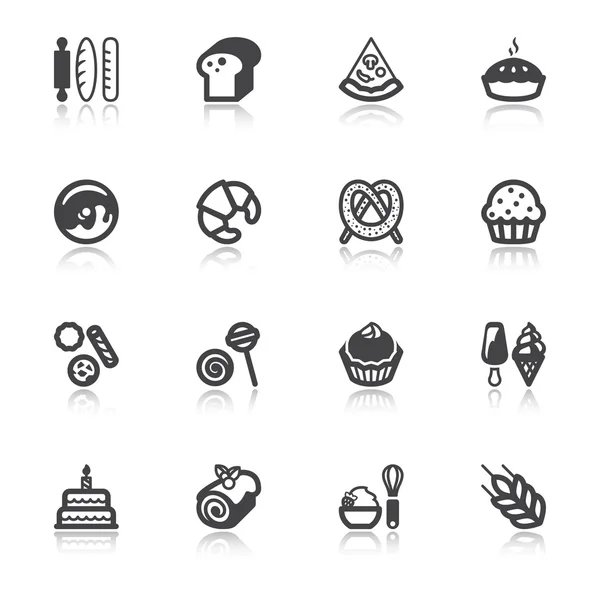 Bakery flat icons with reflection — Stock Vector