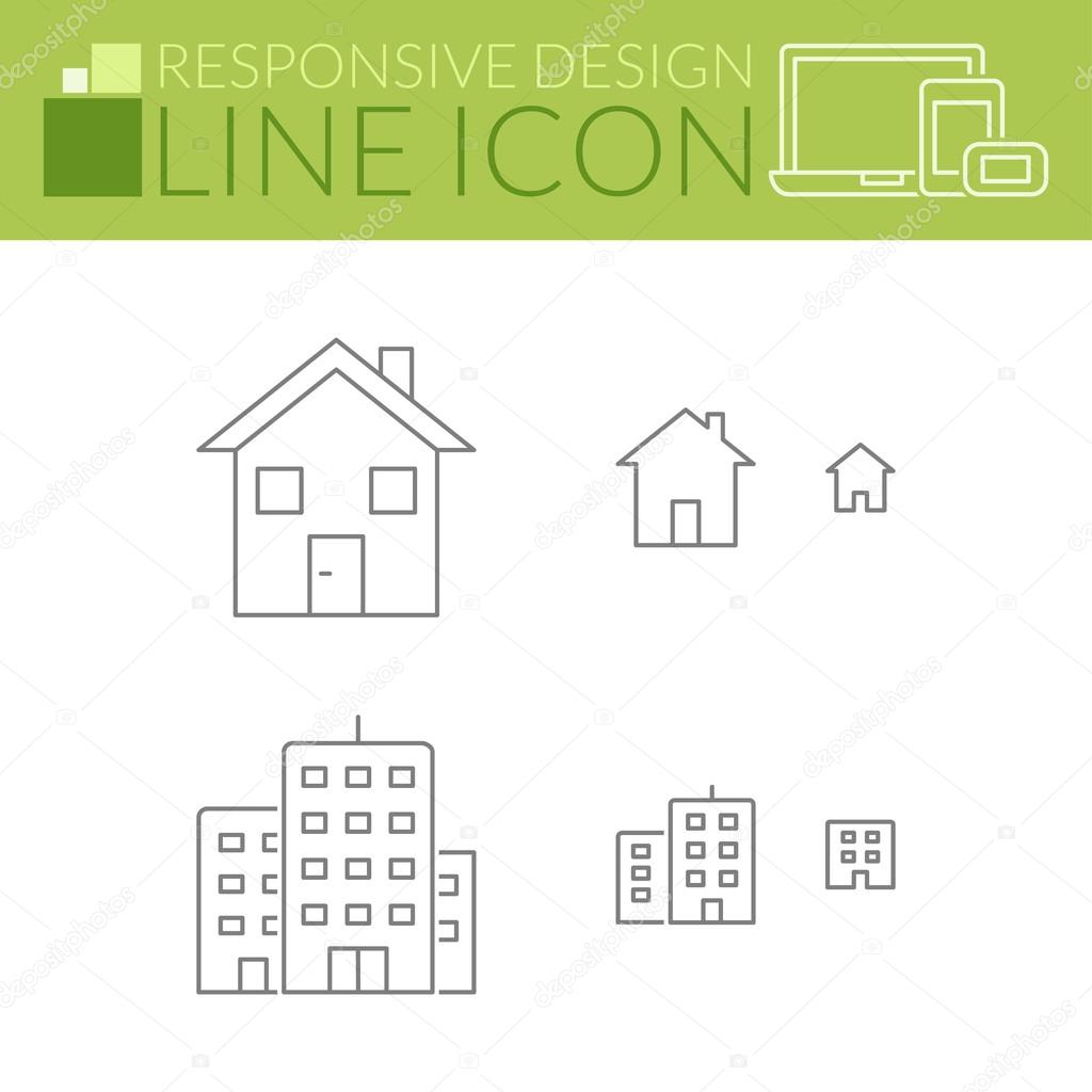 Home & building. Line icons. Responsive design