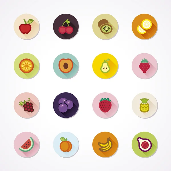 Iconos de frutas en un círculo — Vector de stock