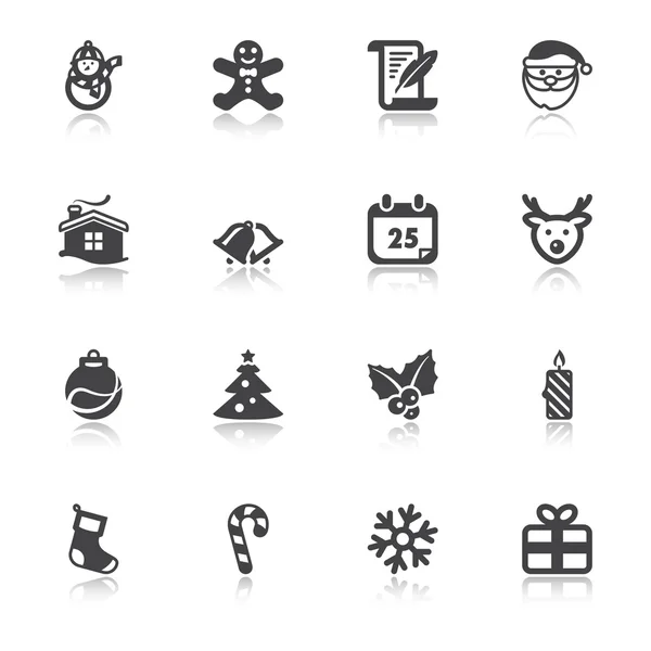 Kerstmis plat pictogrammen met reflectie — Stockvector