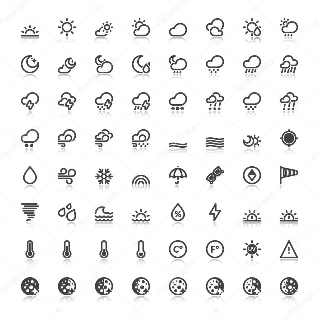 The Weather flat icons with reflection 