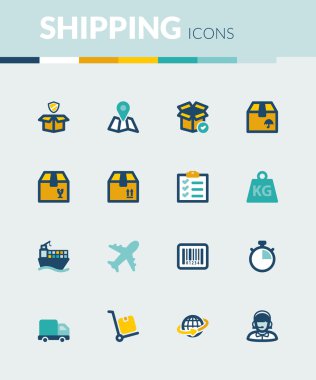 Nakliye renkli düz simgeler