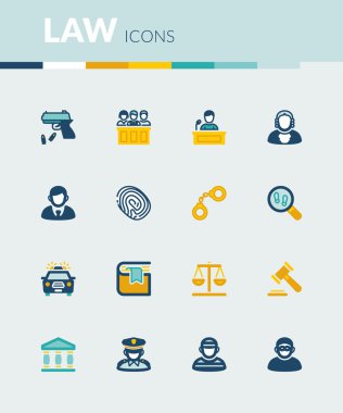 Hukuk renkli düz simgeler