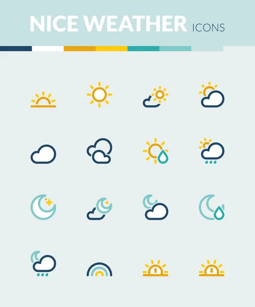Хорошая погода красочные плоские иконки — стоковый вектор
