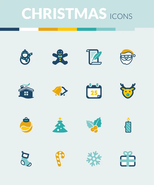 Kerstmis kleurrijke plat pictogrammen — Stockvector