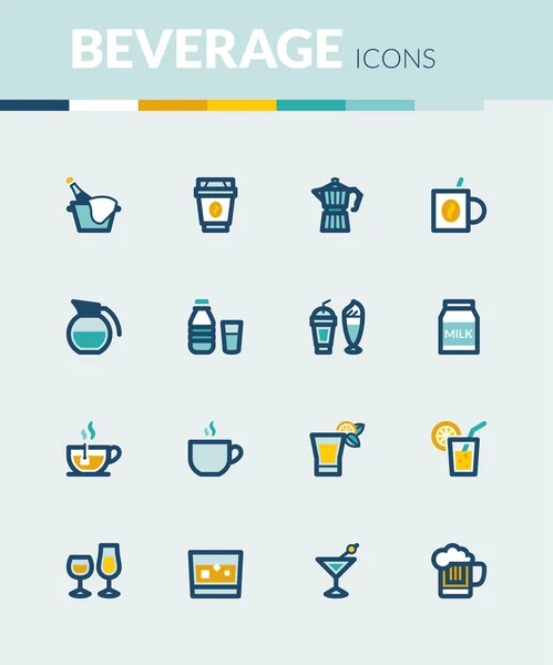 Bebida iconos planos coloridos — Vector de stock