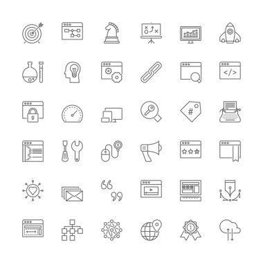 Satır simgeler. SEO ve web geliştirme