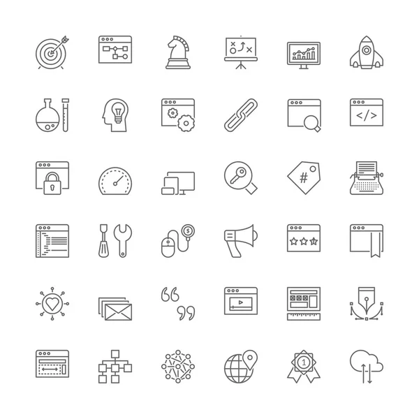 Line icons. SEO and web development — Stock Vector