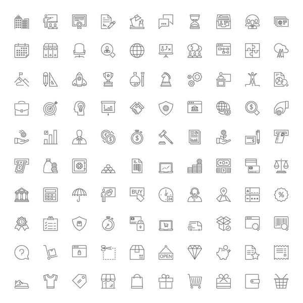 100 satır simgeler. İş Finans ve alışveriş