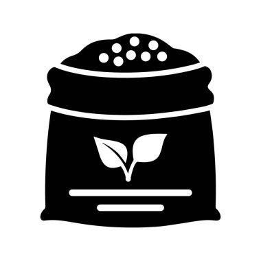 Tarım, gübre, çanta, kutu, ikon. Siyah dizayn.