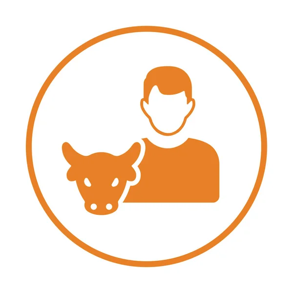 Mucca Toro Contadino Icona Dell Agricoltura Versione Arancione — Foto Stock