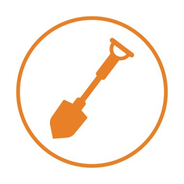 Kürek, kepçe, alet, iş ikonu. Turuncu renk.