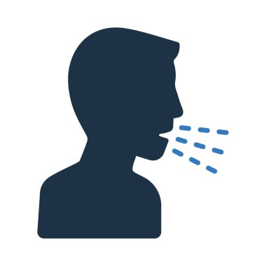 Coronavirus, öksürük ikonu beyaz arka planda izole edilir. Grafik ve web tasarımı veya ticari amaçlar için kullanın. Vektör EPS dosyası.