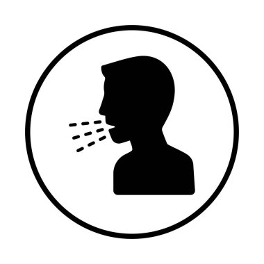 Coronavirus, öksürük ikonu beyaz arka planda izole edilir. Grafik ve web tasarımı veya ticari amaçlar için kullanın. Vektör EPS dosyası.