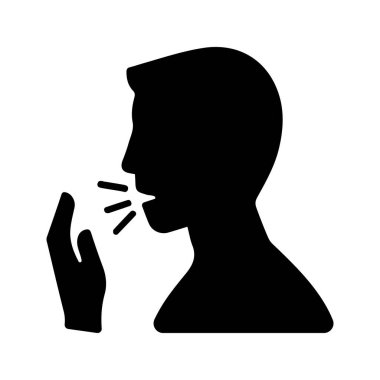 Coronavirus, öksürük ikonu beyaz arka planda izole edilmiştir. Grafik ve web tasarımı veya ticari amaçlar için kullanın. Vektör EPS dosyası.