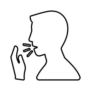 Coronavirus, öksürük ikonu beyaz arka planda izole edilmiştir. Grafik ve web tasarımı veya ticari amaçlar için kullanın. Vektör EPS dosyası.