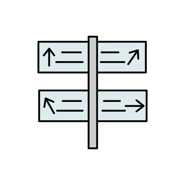 Дорожный Знак Панель Направление Линии Цветной Значок Элементы Аэропорта Иконки — стоковый вектор