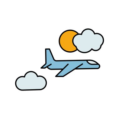 seyahat, uçuş, uçak çizgisi renkli simge. Havaalanı elemanları, seyahat illüstrasyon simgeleri. İşaretler, semboller beyaz arkaplanda ağ, logo, mobil uygulama, UI, UX için kullanılabilir