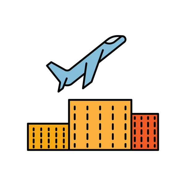 Felszállás Gurulás Szállítószalag Színes Ikon Repülőtér Elemei Utazási Illusztráció Ikonok — Stock Vector