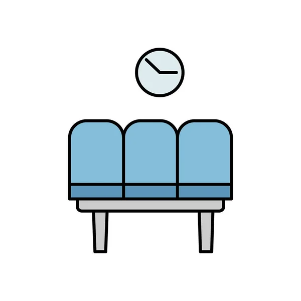 待合室 時間と日付 座席ラインの色のアイコン 空港の要素旅行イラストのアイコン サイン記号はウェブ モバイルアプリ Uxに白い背景で使用できます — ストックベクタ