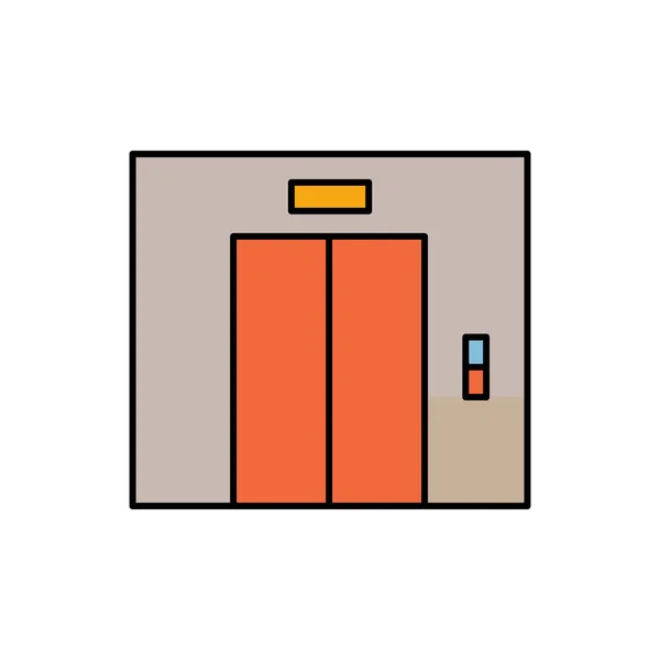 Lift Deuren Lift Lijn Gekleurd Pictogram Elementen Van Luchthaven Reisillustratie — Stockvector