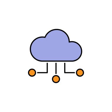 Bulut hesaplama hattı renkli simge. Fikir üzerinde takım çalışması. İşaretler ve semboller beyaz arkaplanda ağ, logo, mobil uygulama, UI, UX için kullanılabilir