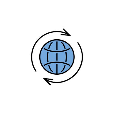 Dünya çapında renkli ikon. Fikir üzerinde takım çalışması. İşaretler ve semboller beyaz arkaplanda ağ, logo, mobil uygulama, UI, UX için kullanılabilir