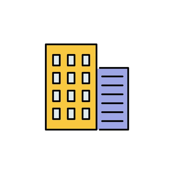 商务赛欧 办公大楼线彩色图标 团队合作的想法 符号和符号可用于白色背景的Web Logo Mobile App — 图库矢量图片