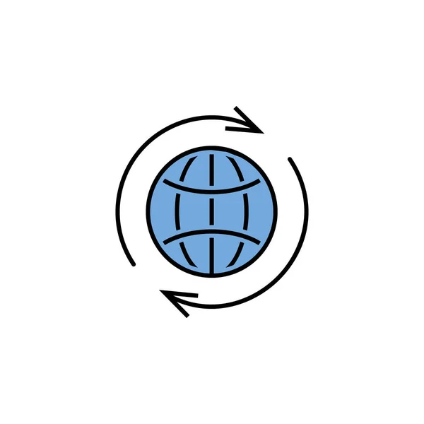 Icône Couleur Ligne Mondiale Travail Équipe Idée Signes Symboles Peuvent — Image vectorielle