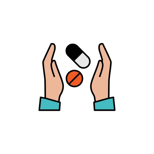 人们保护药物 珊瑚线图解图标 符号和符号可用于白色背景的Web Logo Mobile App — 图库矢量图片
