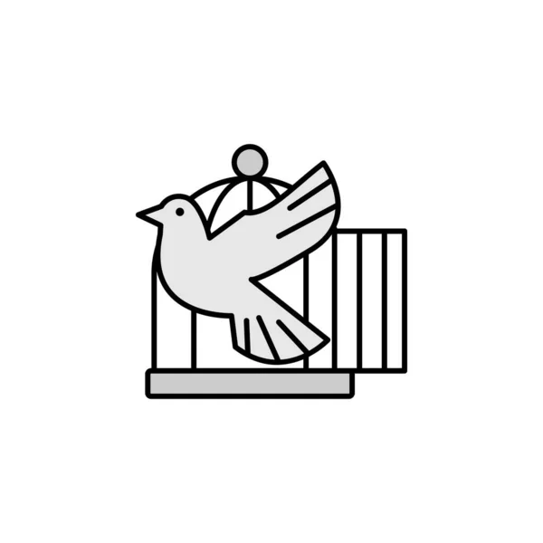 Птица Летит Свобода После Иконки Коронавируса Линии Иллюстрации Знаки Символы — стоковый вектор