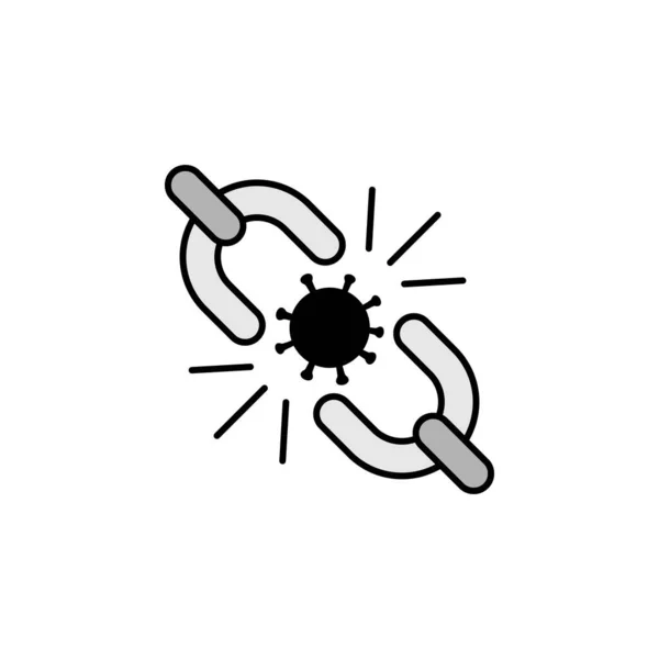 Cassé Chaîne Coronavirus Ligne Illustration Icône Signes Symboles Peuvent Être — Image vectorielle