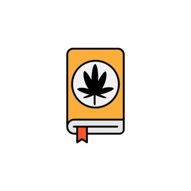 Kitap, marihuana taslak ikonu. Beyaz arka planda web, logo, mobil uygulama, UI, UX için kullanılabilir