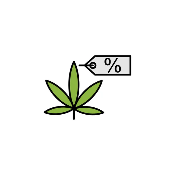 Μαριχουάνα Αυτοκόλλητο Εικονίδιο Περίγραμμα Τοις Εκατό Μπορεί Χρησιμοποιηθεί Για Web — Διανυσματικό Αρχείο