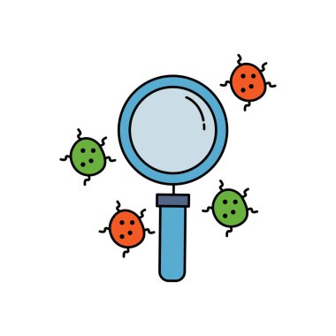 Zoom loupe hat simgesini ara. Bakteri virüsü ikonlarının elementi. İşaretler simgeleri beyaz arkaplanda web logo mobil uygulaması UI UX için kullanılabilir