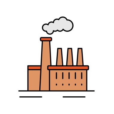 Endüstriyel fabrika şehir çizgisi ikonu. Beyaz arkaplanda peyzaj simgesi unsuru