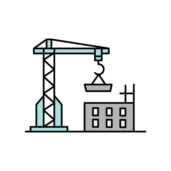 Bouwkraan Liftlijn Icoon Element Van Landschappen Icoon Witte Achtergrond — Stockvector