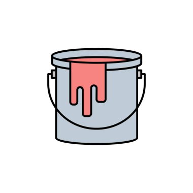 Boya kovası çizgisi simgesi. İşaretler ve semboller beyaz arkaplanda ağ, logo, mobil uygulama, UI, UX için kullanılabilir