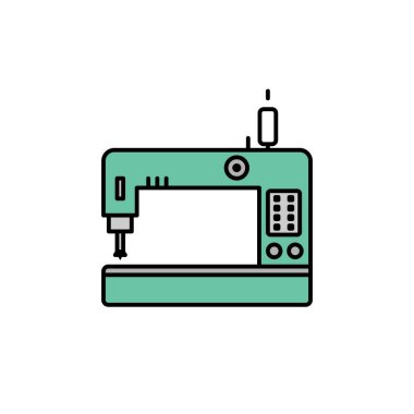 Dikiş makinesi çizgi simgesi. İşaretler ve semboller beyaz arkaplanda ağ, logo, mobil uygulama, UI, UX için kullanılabilir