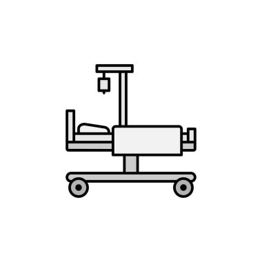 Hastane yatak hattı ikonu. İşaretler ve semboller beyaz arkaplanda ağ, logo, mobil uygulama, UI, UX için kullanılabilir